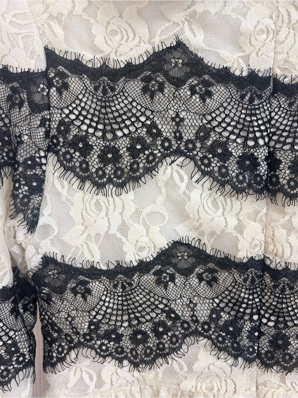 Dainty Jewells Black & Cream Lace Peter Pan Collar Midi Dress - Picture 4 of 5